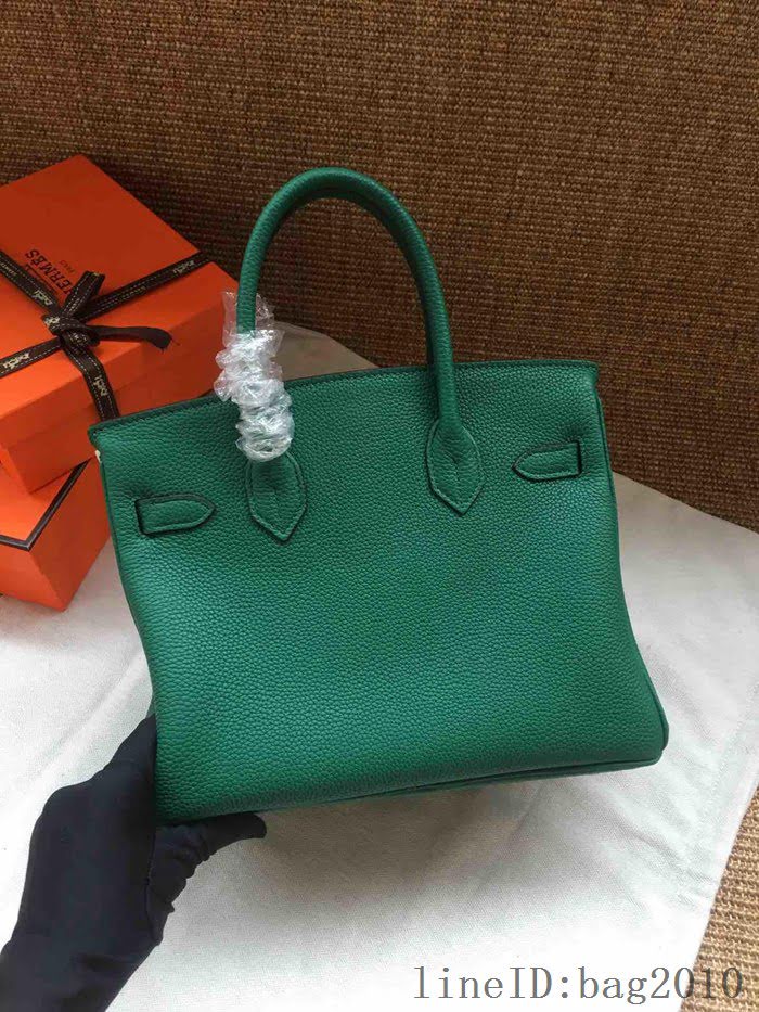 愛馬仕HERMES Birkin 鉑金包 墨綠色 進口小牛皮 金銀扣 皮質細膩柔軟 時尚女手提包  tdher1136